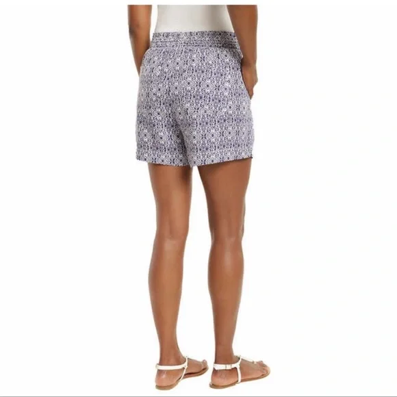 Briggs Ladies Linen Blend Short, Blue Print ( XL ) - Picture 3 of 4